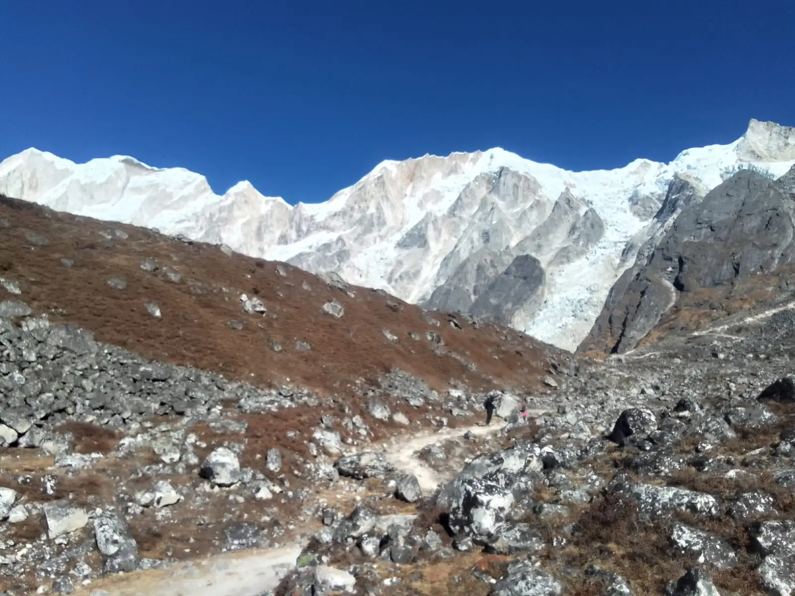 Himalayan peaks at dawn from altitude